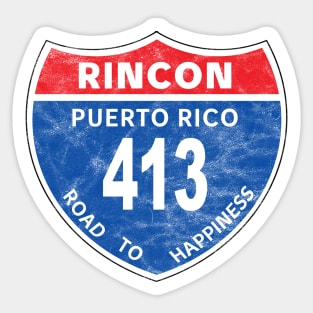 Rincon Puerto Rico Road to Happiness Street Road Sign Sticker